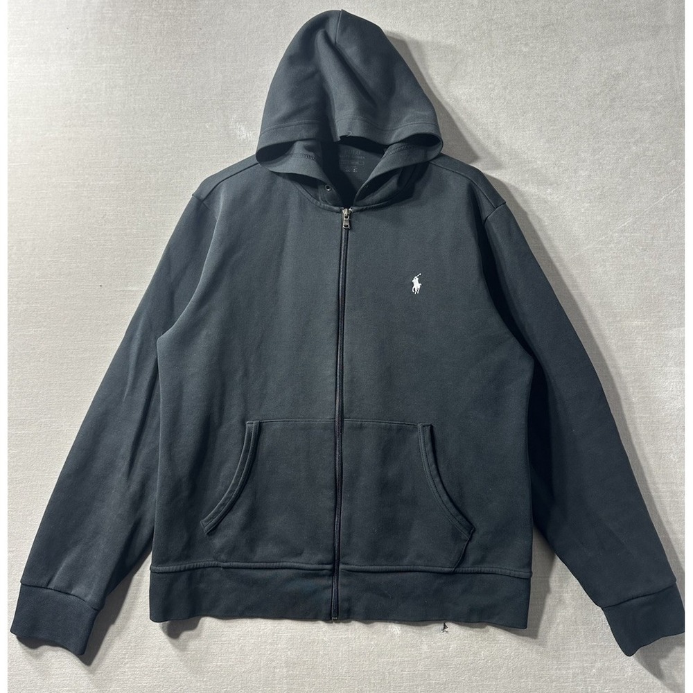 Polo Ralph Lauren Hoodie Full Zip Men's Size Large Black Grey Pony Sweatshirt